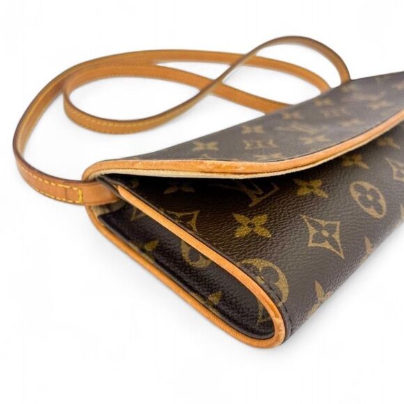 Authentic LOUIS VUITTON Pochette Twin Dark Brown Logo Monogram Shoulder … - Picture 6 of 12